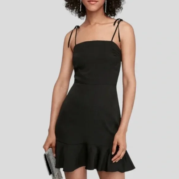 fit and flare black tie dress DWARMIS | Karla Tie Dress | Black main image 1